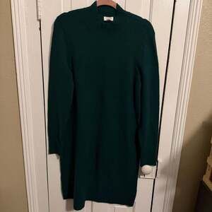 J.Crew Factory Extra-Soft Mock Neck Sweater Dress Forest Green Medium